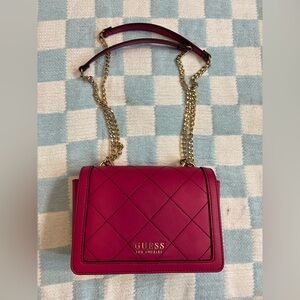 Guess Pink and Gold Quilted Crossbody Bag